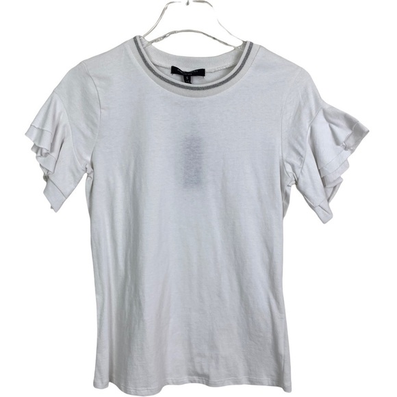Romeo & Juliet NWT White Short Ruffle Sleeve T-shirt Size Small - Picture 1 of 11